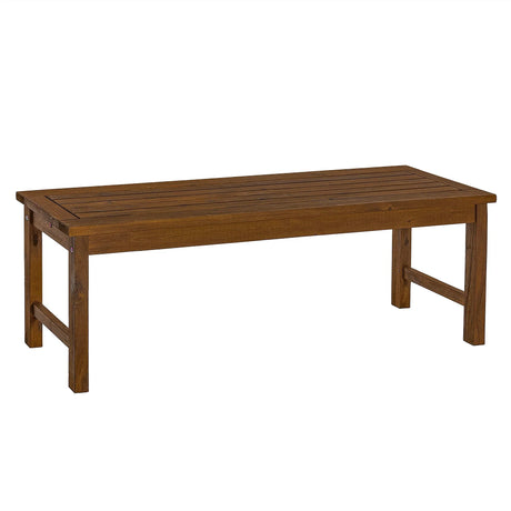 Modern Slat Top Solid Wood Patio Bench - Furniture Home Direct