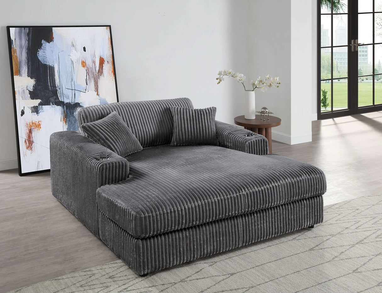 Hilde Chaise - With 2 Pillows - Dark Gray - Furniture Home Direct