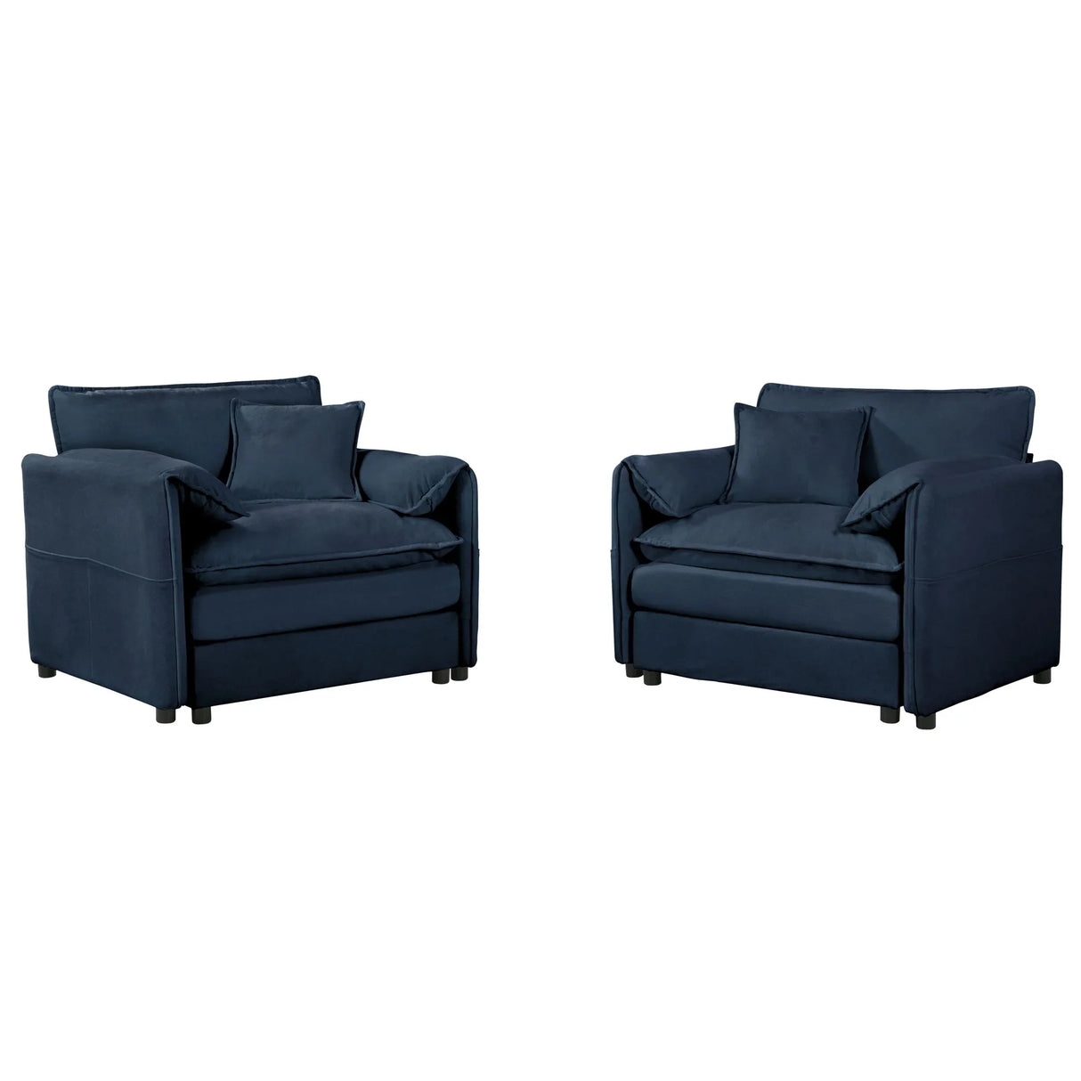 Modern Chenille Oversized Accent Chair, Comfy Single Sofa With Large Seat (Set of 2) - Furniture Home Direct