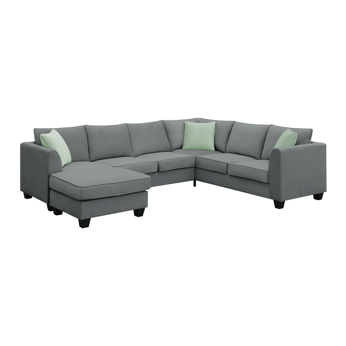 Sectional Sofa Modern Fabric Modular With Ottoman Grey - Furniture Home Direct