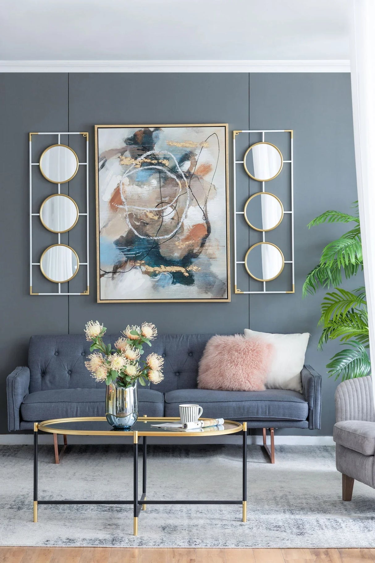 3 Mirror Piece Wall Mirror InRectangular Frame, Home Wall Decor For Bedroom Living Room - Furniture Home Direct
