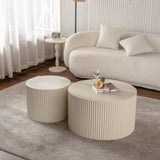 Nesting Coffee Tables Set of 2 Modern Round Soft Beige - Furniture Home Direct