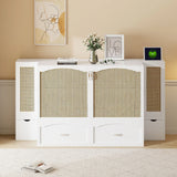 Murphy Wall Bed With Drawer And Rattan Decoration - Furniture Home Direct