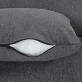 Chenille Cloud Sectional with Ottoman, Charging Ports and Three Back Pillows - Grey - Furniture Home Direct