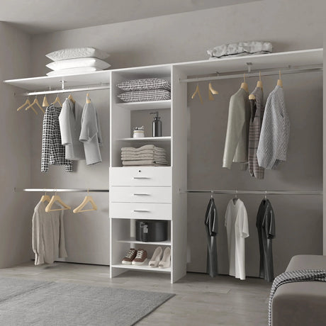 Modular Closet System With Hanging Rods And Shelves White - Furniture Home Direct
