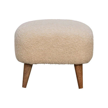 Boucle Square Footstool - Cream - Furniture Home Direct