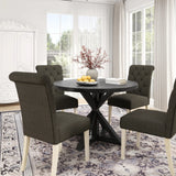 Dining Set Round Table With Tufted Chairs Charcoal - Furniture Home Direct