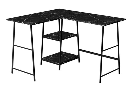 Computer Desk, Home Office, Corner, Storage Shelves, L Shape, Work, Laptop, Marble Look Laminate, Contemporary, Modern - Furniture Home Direct
