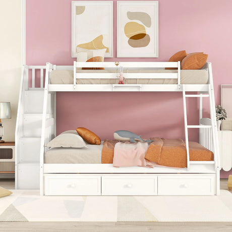 Bunk Bed With Drawers, Ladder And Storage Staircase - Furniture Home Direct