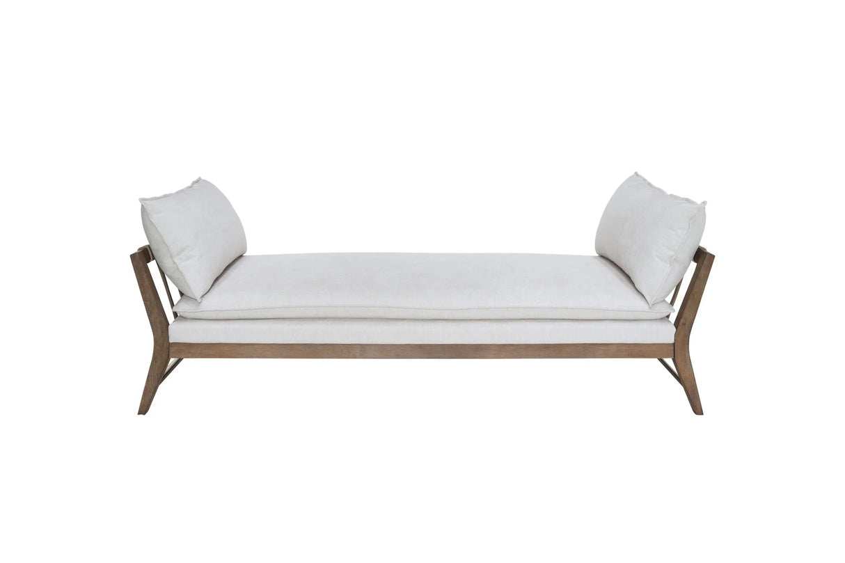 Daybed With Leather Strap Detail - White - Furniture Home Direct