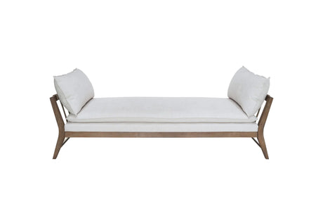 Daybed With Leather Strap Detail - White - Furniture Home Direct
