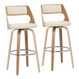 Cecina - Mid-Century Modern Fixed Height Barstool With Swivel (Set of 2) - Zebra / Cream - Furniture Home Direct