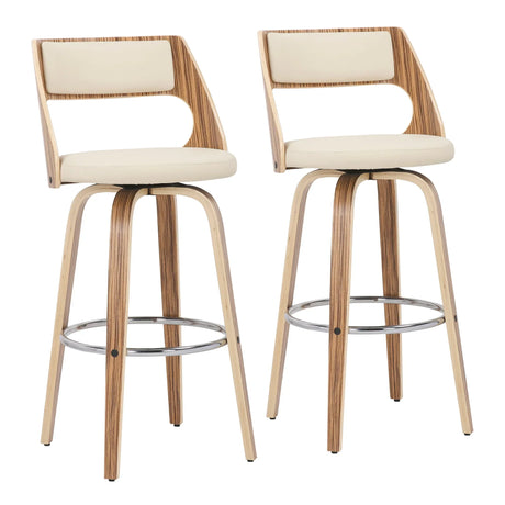 Cecina - Mid-Century Modern Fixed Height Barstool With Swivel (Set of 2) - Zebra / Cream - Furniture Home Direct