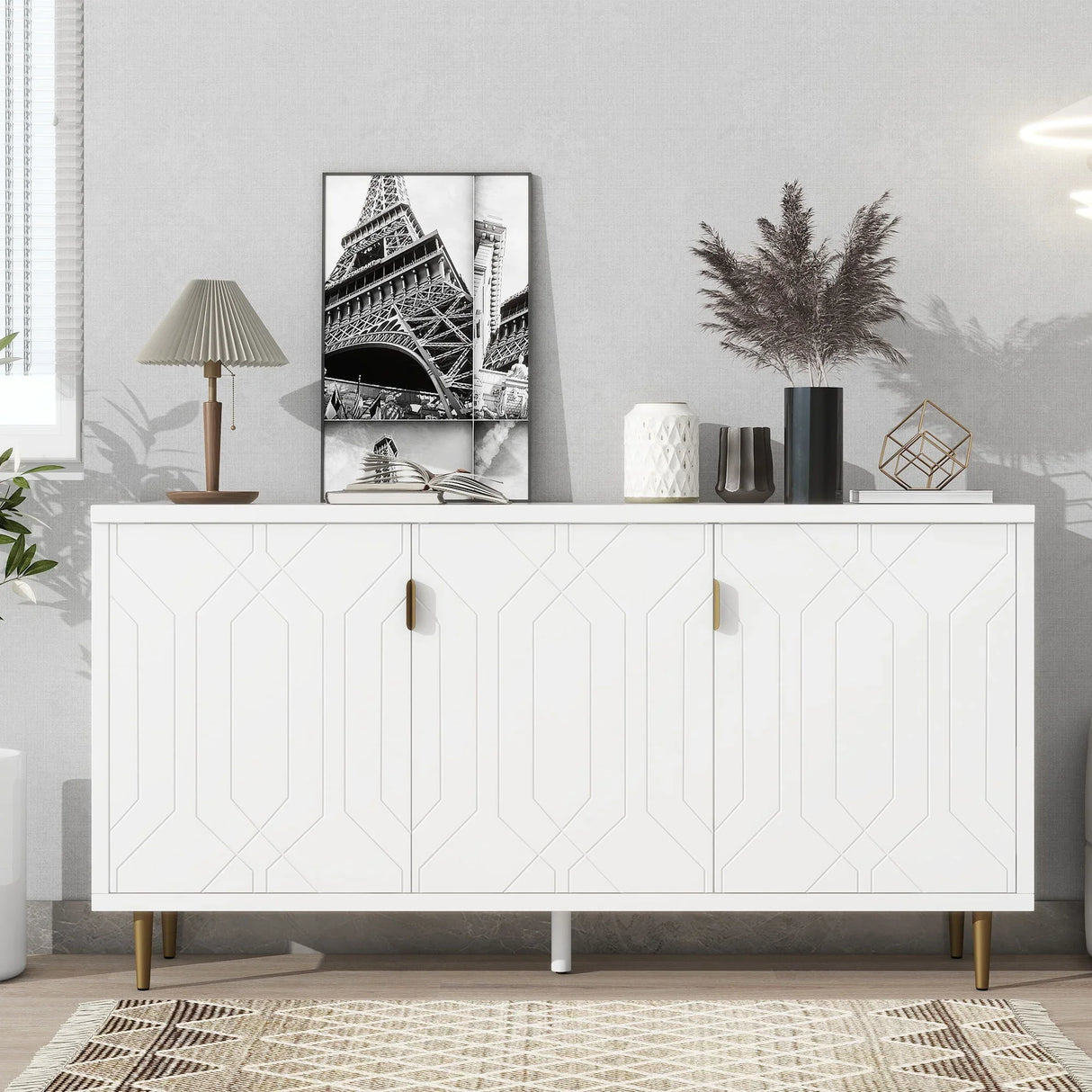 Modern TV Stand With 3 Doors And Adjustable Shelves - Furniture Home Direct