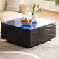 Square High Glossy Coffee Table With 16 Color Led Strip Lights, Modern Center Table With 5Mm Frosted Tempered Glass Top For Living Room - Furniture Home Direct