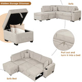 Sleeper Sofa Bed, 2 In 1 Pull Out Sofa Bed L Shape Couch With Storage Ottoman For Living Room, Bedroom Couch And Small Apartment - Furniture Home Direct