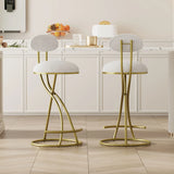 Round Print Bar Stools Upholstered Chairs For Kitchen (Set of 2) - Furniture Home Direct