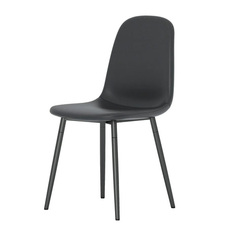 Modern Medieval Style Cushioned Side Chairs Set With Black Metal Legs For Kitchens - Furniture Home Direct