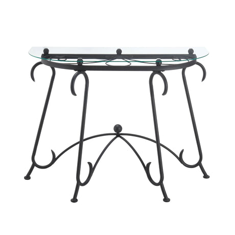 Tempered Glass Surface Console Table Coffee Table With Sturdy Construction For Living Room (Rustic) - Black - Furniture Home Direct