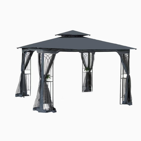 Patio Gazebo Tent With Ventilated Double Roof And Mosquito Net - Furniture Home Direct