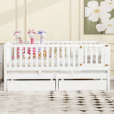Daybed With Fence Guardrails And 2 Drawers, Split Into Independent Floor Bed & Daybed - Furniture Home Direct
