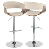 Vintage Mod - Mid Century Modern Adjustable Height Barstool With Swivel With Rounded T Footrest (Set of 2) - Furniture Home Direct