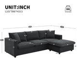 Modern Sectional Sofa With Throw Pillows, Cloud L Shaped Couch Set With Wide 4 Seat Comfy Couch Set With Movable Ottoman - Furniture Home Direct