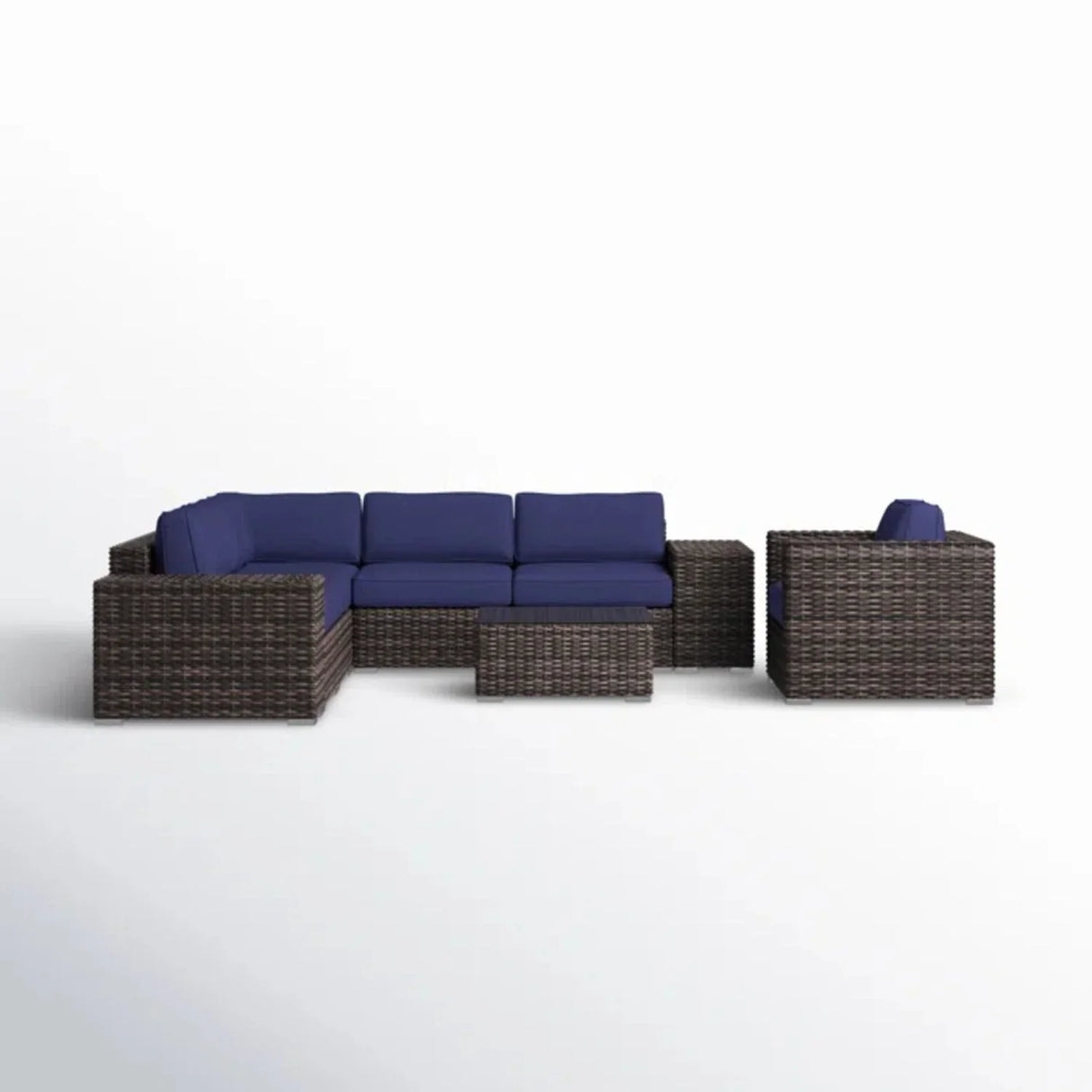 Wicker Seating Group Set With Table And Cushions - Furniture Home Direct