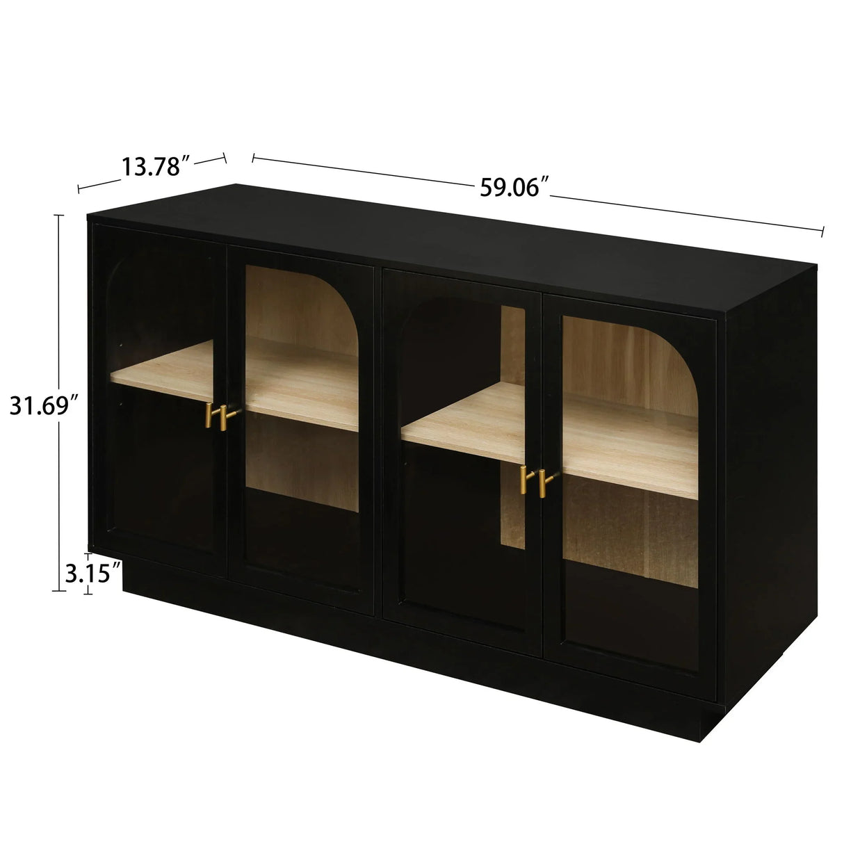 Storage Cabinet With Door For Living Room, Dining Room - Black - Furniture Home Direct