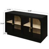 Storage Cabinet With Door For Living Room, Dining Room - Black - Furniture Home Direct