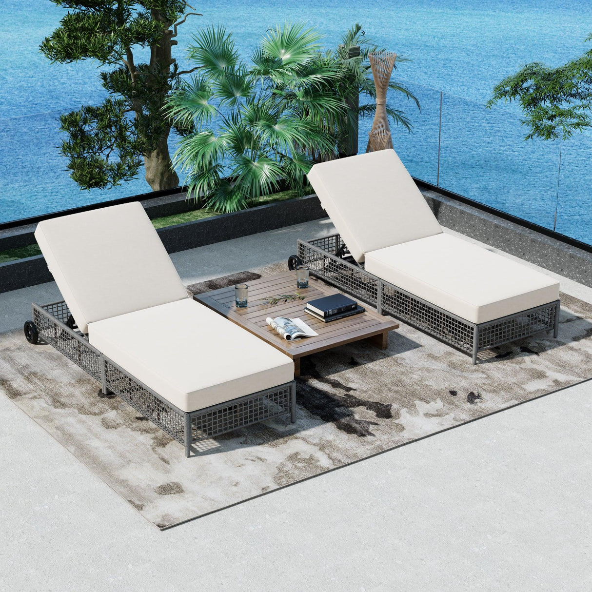 Outdoor Lounge Chair - Beige - Furniture Home Direct
