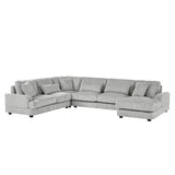 Sectional Sofa Oversized U Shaped Corduroy Fabric Gray - Furniture Home Direct