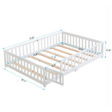 Solid Wood Floor Bed With Door And Fence For Children - Furniture Home Direct