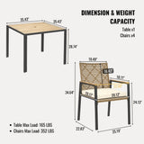 5 Piece Patio Dining Table Set, Acacia Wood Table Top With Umbrella Hole - Furniture Home Direct