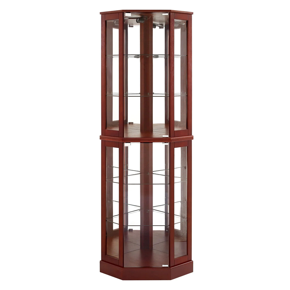 6 Shelf Corner Curio Display Cabinet With Lights, Mirrors And Adjustable Shelves (E26 Light Bulb Not Included) - Furniture Home Direct