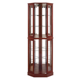 6 Shelf Corner Curio Display Cabinet With Lights, Mirrors And Adjustable Shelves (E26 Light Bulb Not Included) - Furniture Home Direct