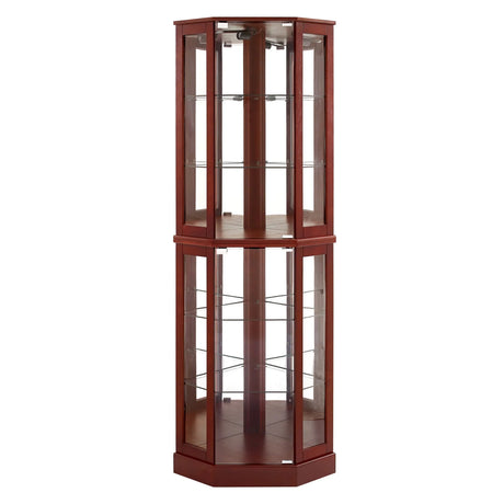 6 Shelf Corner Curio Display Cabinet With Lights, Mirrors And Adjustable Shelves (E26 Light Bulb Not Included) - Furniture Home Direct