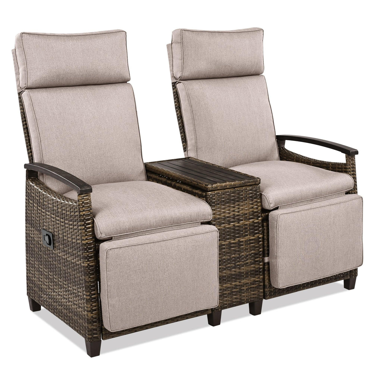 Outdoor Reclining Chaises With Built-in Storage Table - Furniture Home Direct
