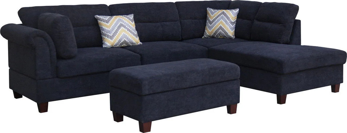 Diego - Fabric Sectional Sofa With Right Facing Chaise, Storage Ottoman, And 2 Accent Pillows - Furniture Home Direct