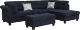 Diego - Fabric Sectional Sofa With Right Facing Chaise, Storage Ottoman, And 2 Accent Pillows - Furniture Home Direct