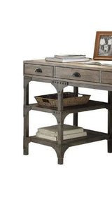 Gorden - Weathered Antique Metal Writing Desk - Oak - Furniture Home Direct