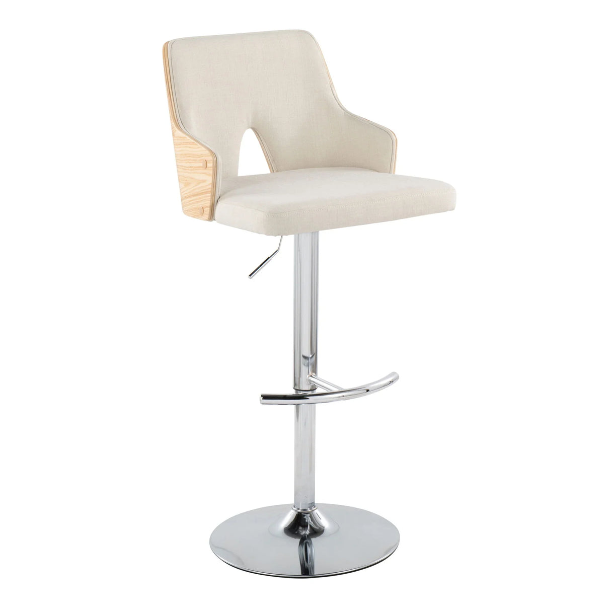 Stella - Contemporary Adjustable Barstool Stool With Swivel & Rounded T Footrest (Set of 2) - Furniture Home Direct