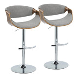 Curvo - Mid Century Modern Adjustable Barstool With Swivel With Rounded T Footrest (Set of 2) - Furniture Home Direct
