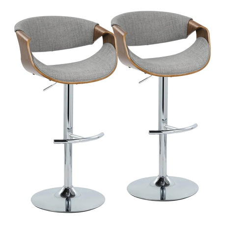 Curvo - Mid Century Modern Adjustable Barstool With Swivel With Rounded T Footrest (Set of 2) - Furniture Home Direct