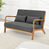 Leisure Chair With Solid Wood Armrest And Feet, Mid-Century Modern Accent Sofa, 2 Seat - Furniture Home Direct