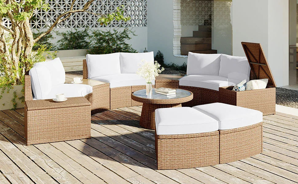 Semi-Circle Outdoor Sectional Set - Furniture Home Direct