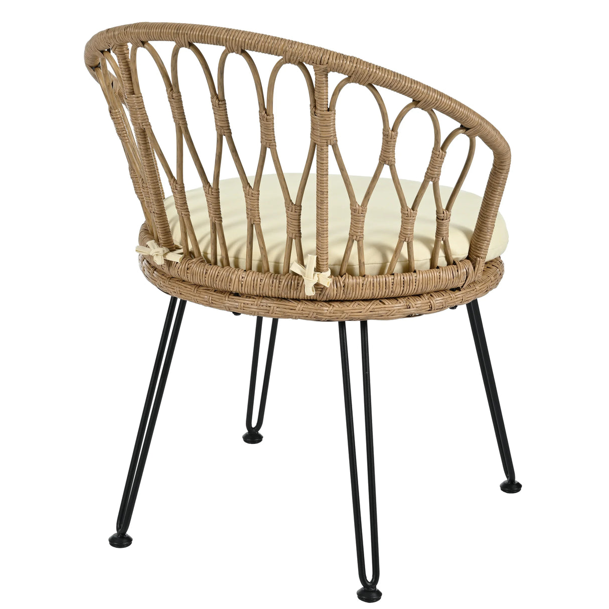 Outdoor Rattan Bistro Set With Glass Top Cushions Beige - Furniture Home Direct