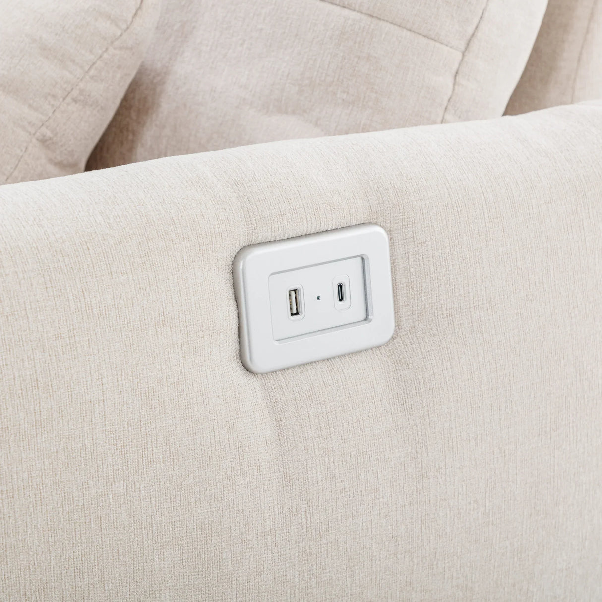 113.3 Modular Sectional With Ottoman And USB C Ports Beige - Furniture Home Direct