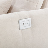 113.3 Modular Sectional With Ottoman And USB C Ports Beige - Furniture Home Direct