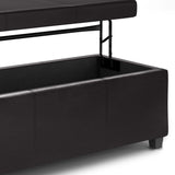 Avalon - Lift Top Rectangular Storage Ottoman - Tanners Brown - Furniture Home Direct